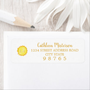 Sunshine Watercolor Sun Return Address Labels