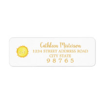 Sunshine Watercolor Sun Return Address Labels