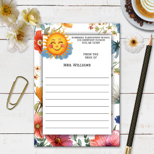 Sunshine Watercolor Wildflowers Teacher  Post-it Notes