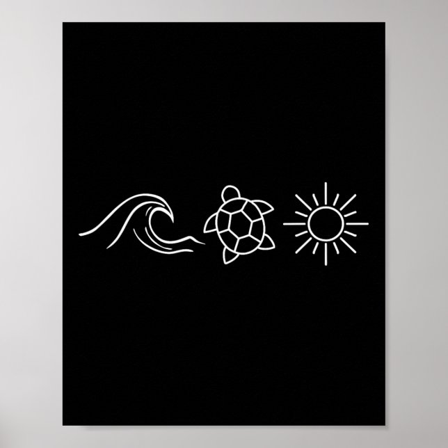 Sunshine Waves Turtles Hawaii Beach Summer Vacatio Poster (Front)