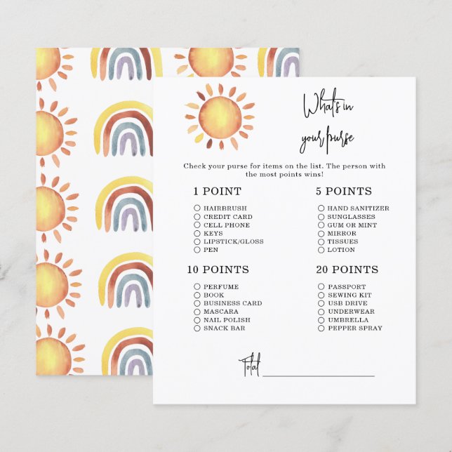 Sunshine Whats in your purse baby shower (Front/Back)