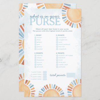 Sunshine What's In Your Purse Baby Shower Game by PerfectPrintableCo at Zazzle