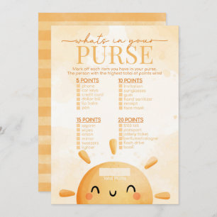 Sunshine What's in Your Purse Baby Shower Game Invitation