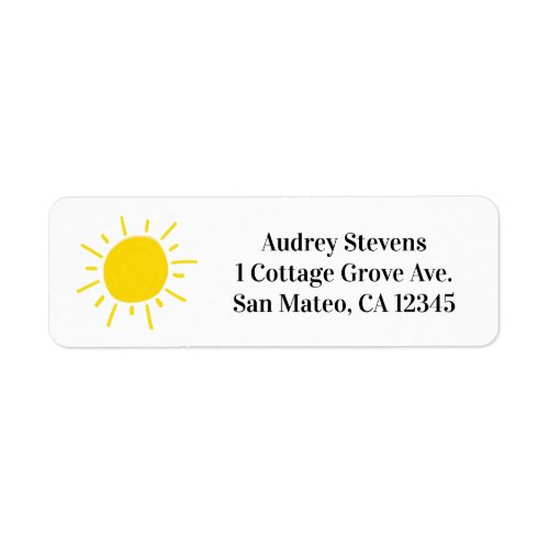 Sunshine Whimsical Yellow Sun Birthday Party Label