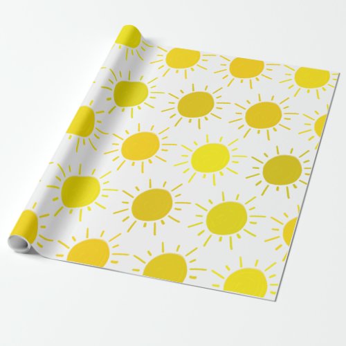 Sunshine Whimsical Yellow Sun Birthday Party Wrapping Paper