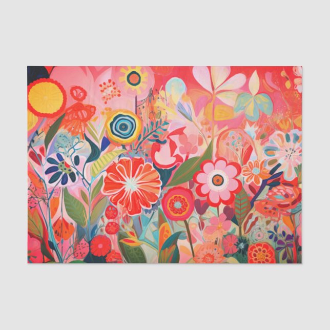 Sunshine Whimsy Flower Abstract Painting Decoupage Tissue Paper (Front)