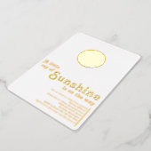 Sunshine White Gold Sun Baby Shower Foil Invitation (Rotated)