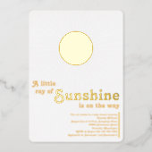 Sunshine White Gold Sun Baby Shower Foil Invitation (Front)