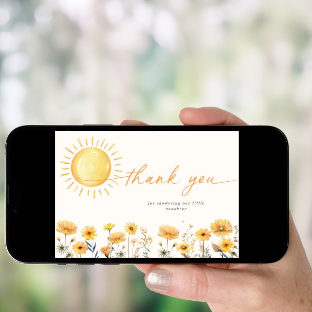 Sunshine Wildflower Baby Shower Thank You Card (Front Digital)