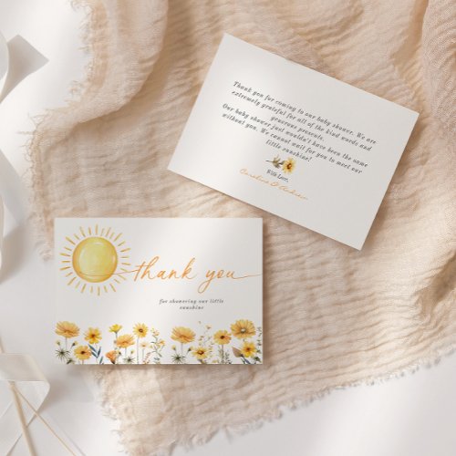 Sunshine Wildflower Baby Shower Thank You Card
