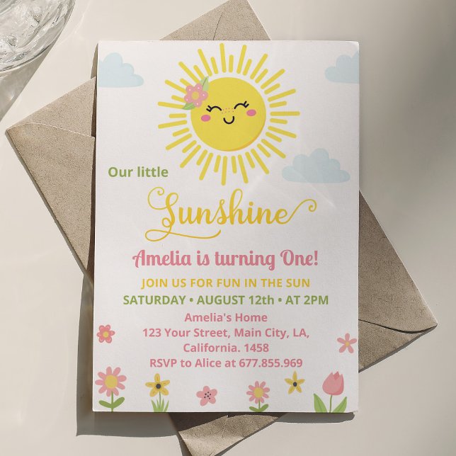 Sunshine Wildflower Party 1st Birthday Invitation (Creator Uploaded)