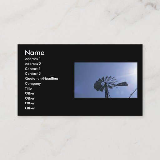 Customizable Sunshine Windmill Business Cards