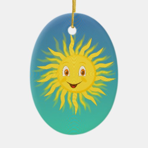 Sunshine With Circular Lines Ceramic Ornament