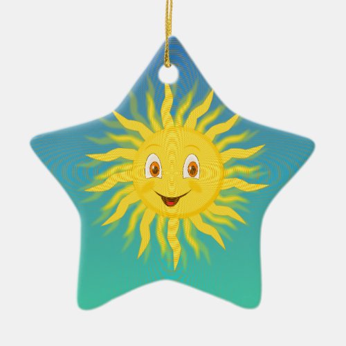 Sunshine With Circular Lines Ceramic Ornament