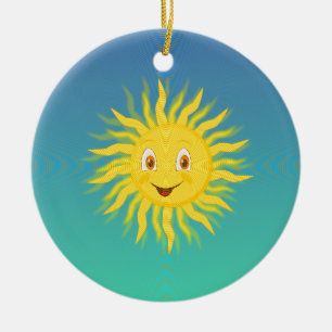 Sunshine With Circular Lines Ceramic Ornament