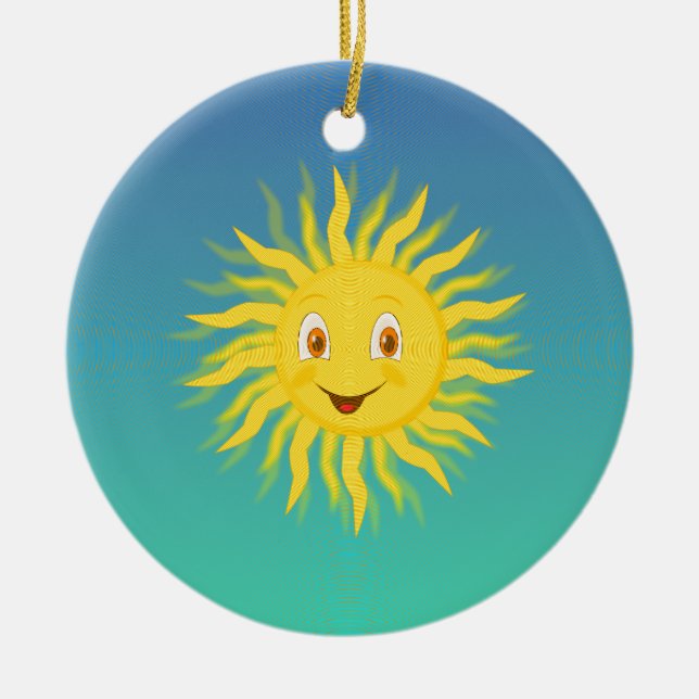 Sunshine With Circular Lines Ceramic Ornament (Front)