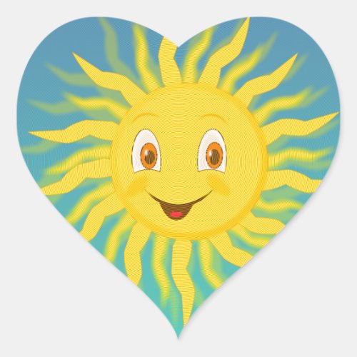 Sunshine With Circular Lines Heart Sticker