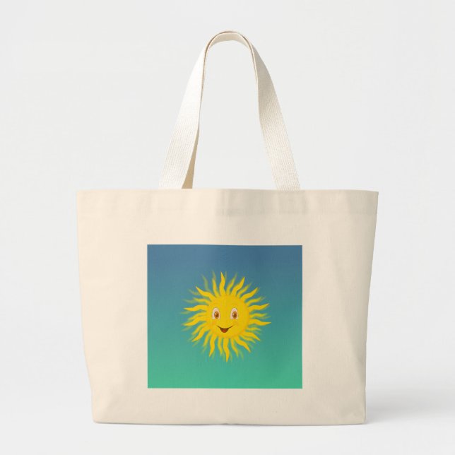 Sunshine With Circular Lines Large Tote Bag (Front)