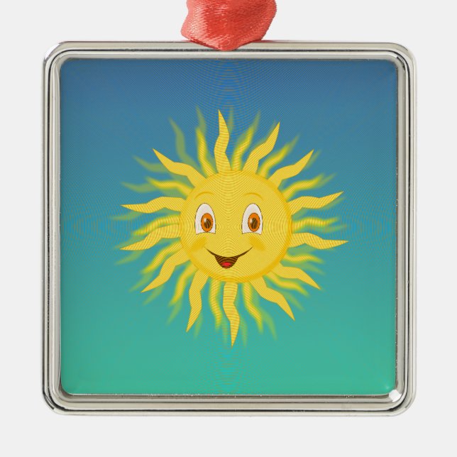 Sunshine With Circular Lines Metal Ornament (Front)