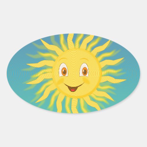 Sunshine With Circular Lines Oval Sticker