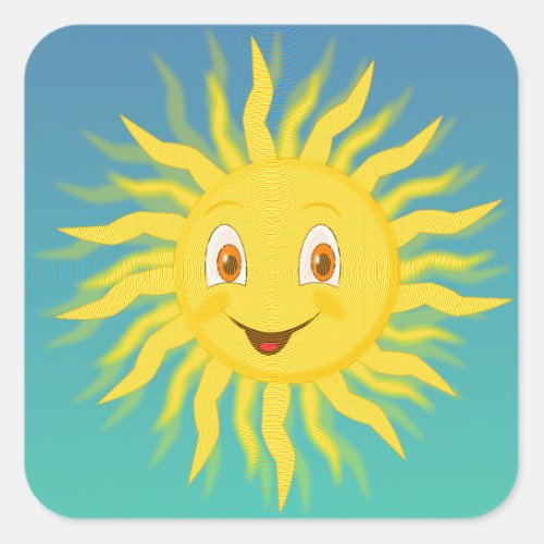 Sunshine With Circular Lines Square Sticker