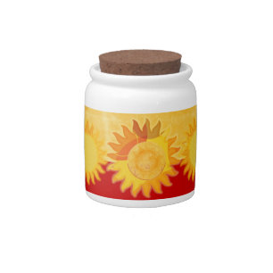 Sunshine Yellow and Red Bold Pattern Candy Jar