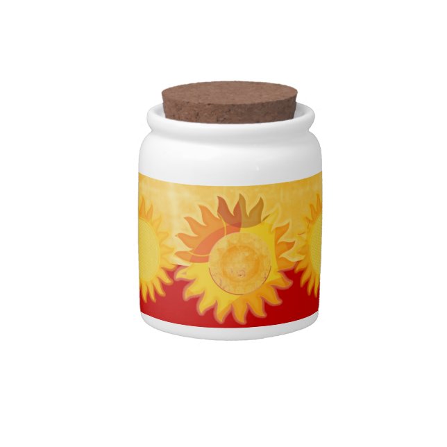 Sunshine Yellow and Red Bold Pattern Candy Jar (Front)