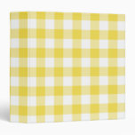 Sunshine Yellow and White Buffalo Gingham Plaid 3 Ring Binder