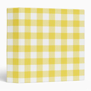 Sunshine Yellow and White Buffalo Gingham Plaid 3 Ring Binder
