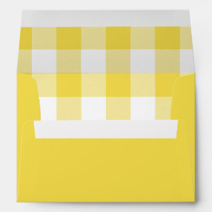 Sunshine Yellow and White Buffalo Gingham Plaid Envelope