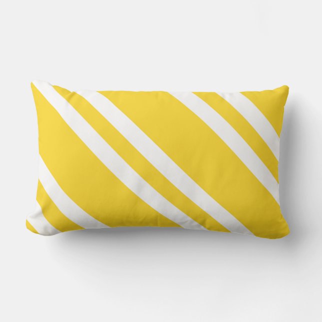 Sunshine Yellow and White Striped Lumbar Pillow (Front)