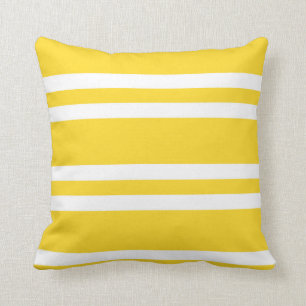 Sunshine Yellow and White Striped Throw Pillow