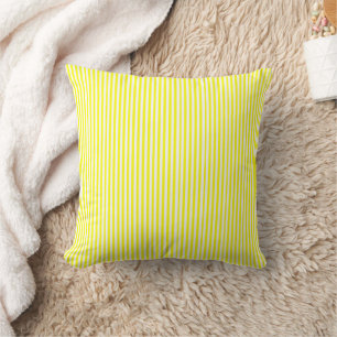 Sunshine Yellow and White Striped Throw Pillow