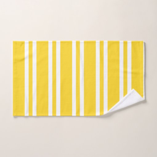 Sunshine Yellow and White Stripes Bath Towel Set | Zazzle