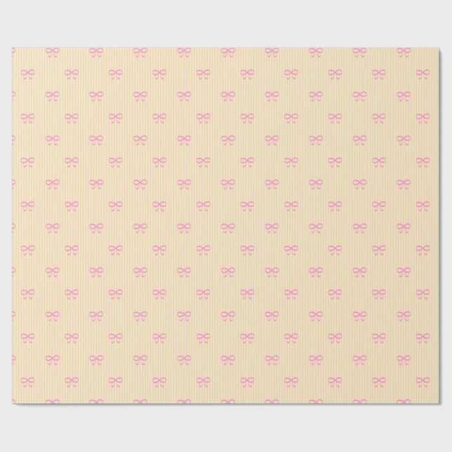Sunshine Yellow Balletcore Ribbon Bows Wrapping Paper (Flat)