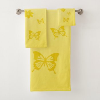 Sunshine Yellow Bath Towel Set by CBgreetingsndesigns at Zazzle