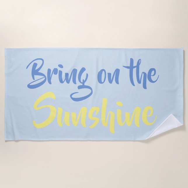 Sunshine Yellow Blue Beach Towels (Front)