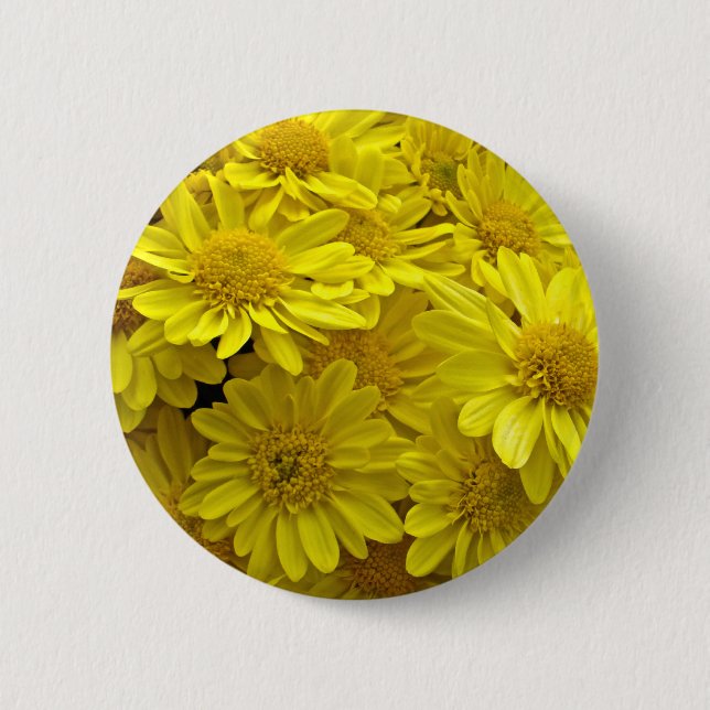 Sunshine Yellow Chrysanthemums Button (Front)
