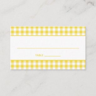 Sunshine Yellow Country Gingham Place Card