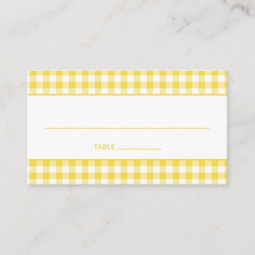 Sunshine Yellow Country Gingham Place Card