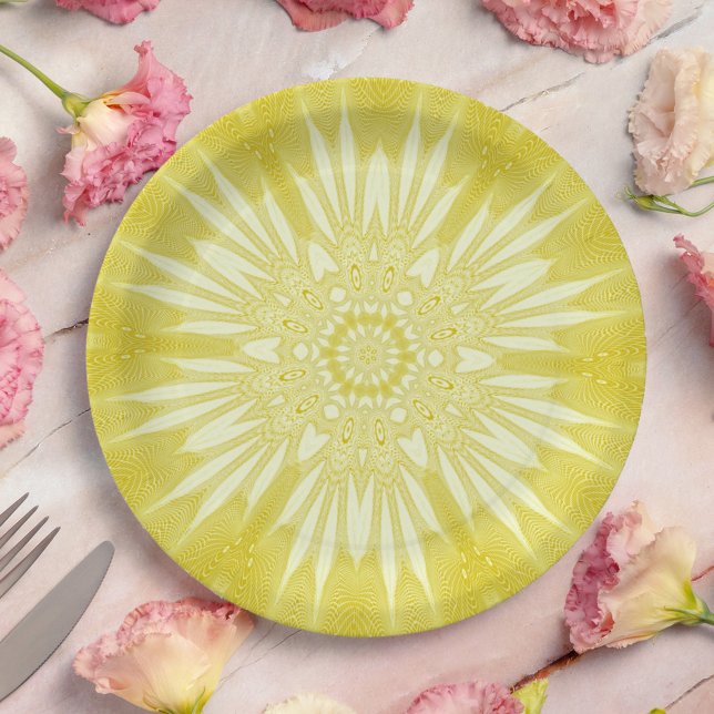 Sunshine Yellow Faux Tulle Design Paper Plates (Creator Uploaded)