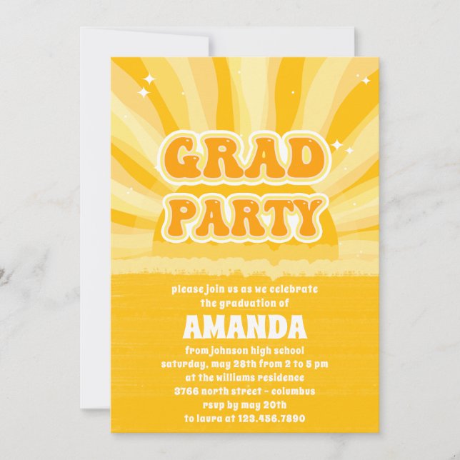 Sunshine Yellow Graduation Party Invitation (Front)