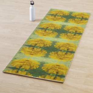 Sunshine Yellow Marigold Floral Yoga Mat 