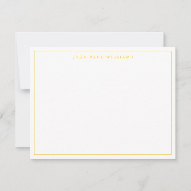 Sunshine Yellow Modern Professional Thin Border Note Card (Front)