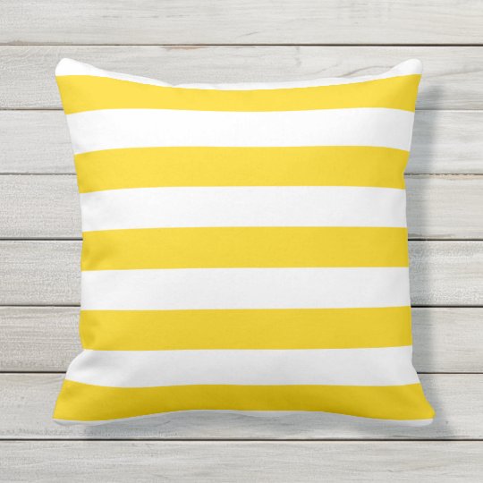 Sunshine Yellow Nautical Stripes Outdoor Pillows
