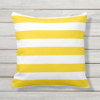 Sunshine Yellow Nautical Stripes Outdoor Pillows by Richard__Stone at Zazzle