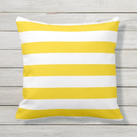 Sunshine Yellow Nautical Stripes Outdoor Pillows