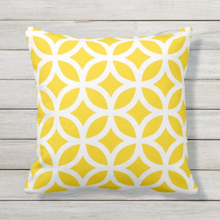 Sunshine Yellow Outdoor Pillows Geometric Pattern