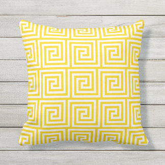 Sunshine Yellow Outdoor Pillows Greek Key Pattern