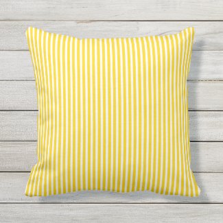 Sunshine Yellow Outdoor Pillows - Oxford Stripe